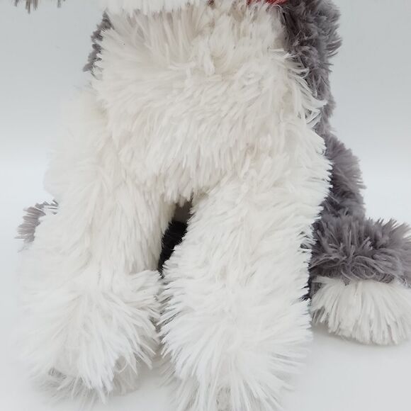 FAO Schwarz Gray White Sheep Dog Plush 10” Red Sparkle Collar Stuffed Animal Toy - Picture 7 of 11